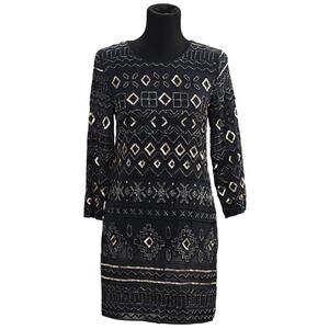 Needle & Thread Sequin Metallic Mesh Vintage  Long Sleeve Beaded Mini Dress NWOT